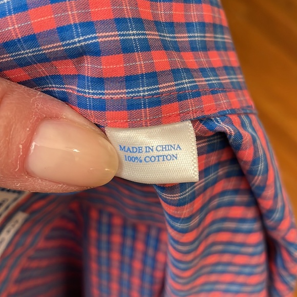 Southern Tide Men’s Cotton Button Down Sports Shirt. Blue/Red Plaid. XL. EUC. - Picture 5 of 8